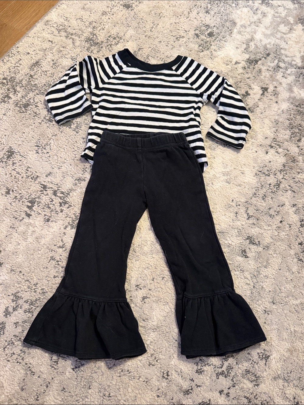 Kids Black Ruffle Hem Leggings - Classic Black